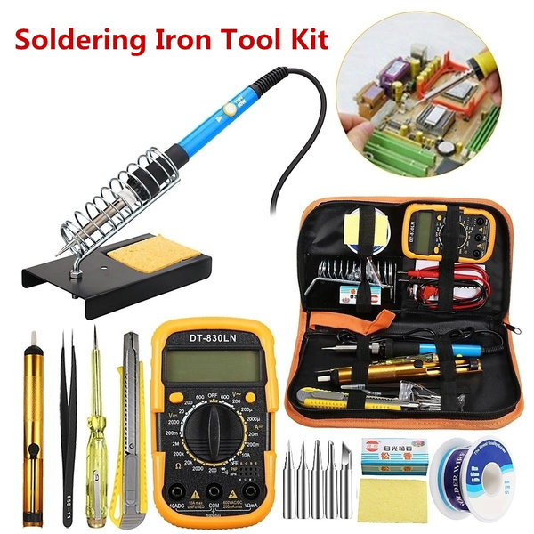 Electric Adjustable Temperature Welding Solder Soldering Iron multimeter Kit