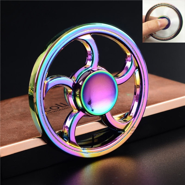 Rainbow Circle Round Hot Wheels EDC Hand Spinner Fidget Focus Desk Toys Anti Colorful Gyro | Wish