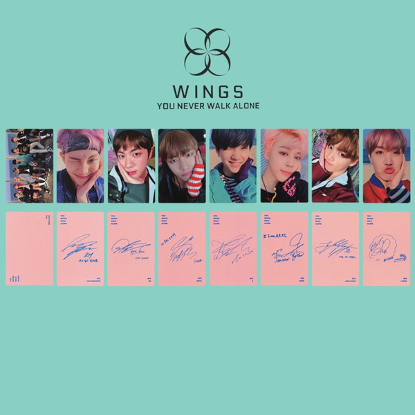 Fashion 8 Pcs Bts Collective You Never Walk Alone Album Poster Signature Photo Card Wish