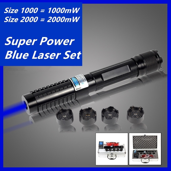 Theseus Periodisk Rejse High Power 1w 2w 450nm Focus Visible Blue Beam Laser Pointer Pen Box Set  with 5 Caps 4 Batteries【Size 1 Means 1w】【Size 2 Means 2w 】 | Wish