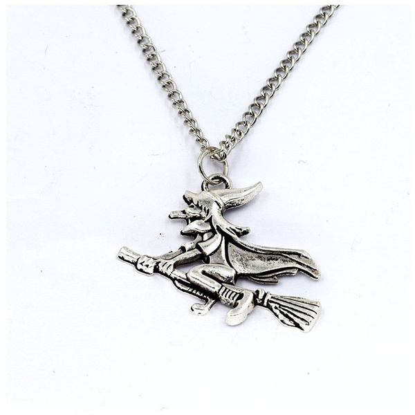 20x Tibetan Silver Pendant Charms Halloween Witch on Broomstick DIY Jewelry 