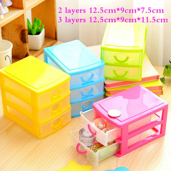 Mini 2/3 Layers Desktop Drawer Storage Box Sundries Case Small