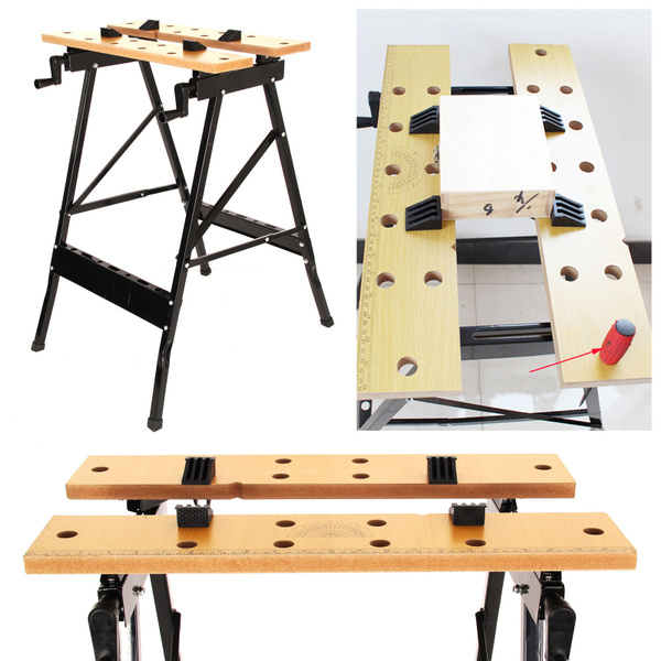 FOLDABLE WOODEN WORKBENCH BENCH WORK PORTABLE CLAMPING FOLDING WORKTOP TABLE DIY 