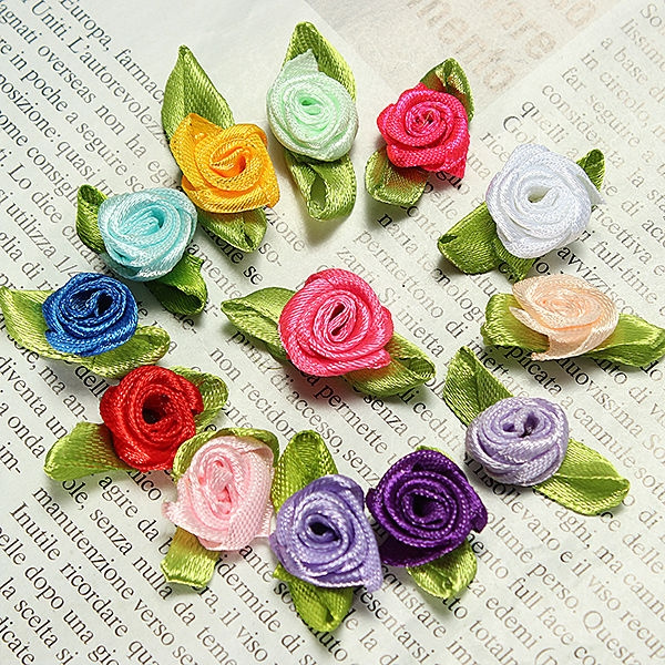 1.5'' Satin Ribbon Roses Flowers 4cm Sewing DIY Crafts Supplies Applique  Decals