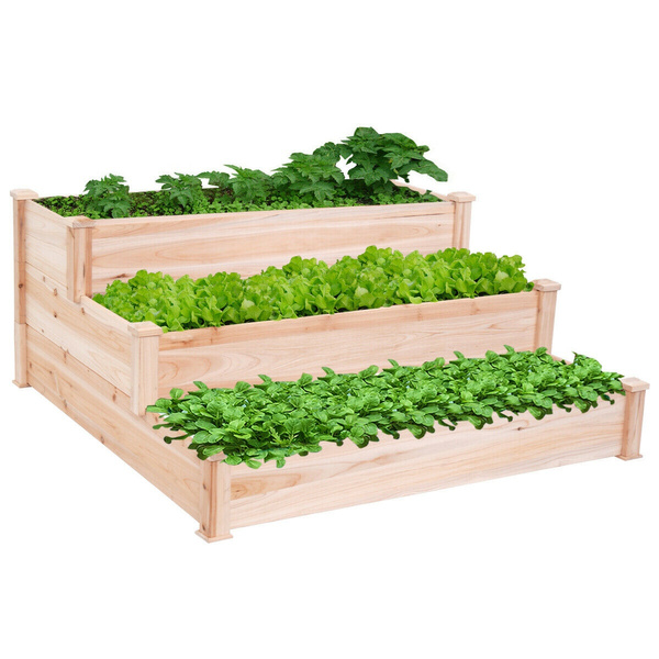 Wooden Raised Vegetable Garden Bed 3 Tier Elevated Planter Kit Outdoor Gardening Wish - Outdoor Vegetable Garden Kit Wooden Raised Vegetable Garden Bed 3 Tier Elevated Planter Kit Outdoor Gardening Wish - Outdoor Vegetable Garden Kit