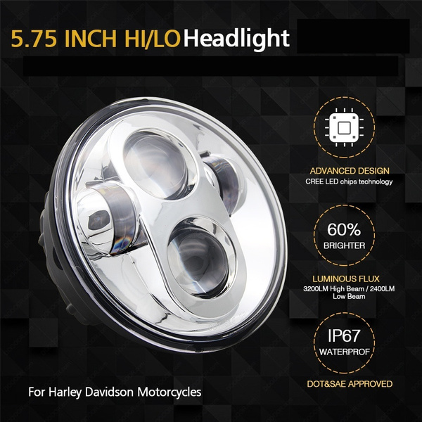 Cree 5.75" 5 3/4 LED Headlight Black Projector DRL For Harley Davidson 