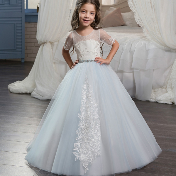 Lace Flower Girl Dress Butterfly Kids First Communion Gown Princess ...
