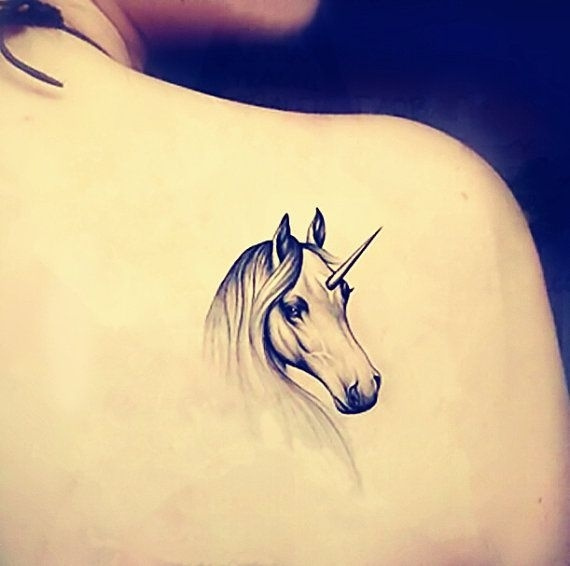 Unicorn Tattoo Black and White Vector Graphic by BreakingDots · Creative  Fabrica