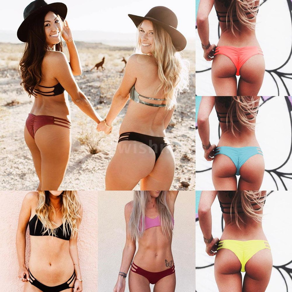 Backless Sexy Women V-Shape Swimwear Bikini Bottom Swim Brief Brazilian  Panties Ruched Back Beach Thong Underwear Triangle Bottom Bikimi (only  Bikini