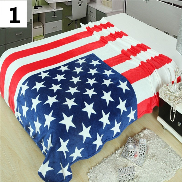 59" x 79" Warm American UK Flag Print Sherpa Flannel Soft Throw Blanket Bedding 