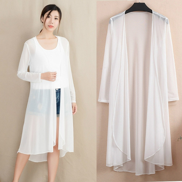 Sheer white deals long cardigan