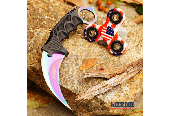 SELLER USA STOCK HOT COMBO US FLAG Fidget Hand Spinner + CSGO KARAMBIT RAINBOW Hawk Claw DOPPLER Knife | Wish