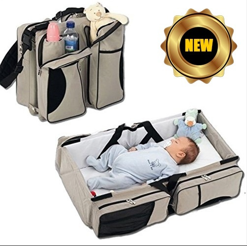 3 in 1 - Diaper Bag - Travel Bassinet - Change Station - (Cream) -  Multi-purpose #1 Boy Girl Newborn Baby Diaper Tote Bag Bed Nappy Infant  Carrycot