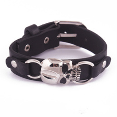 black bracelet, Charm Bracelet, Jewelry, skull