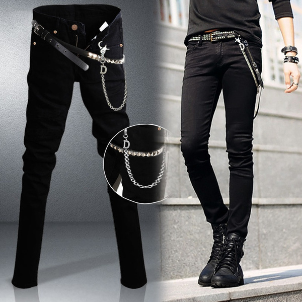 Hot Selling Mens Korean Black Slim Fit 