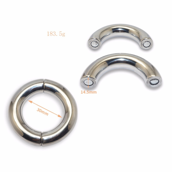 Penis Ring Male Sex Toy Heavy Duty Magnetic Stainless Steel Ball Stretcher  Metal Lasting Silver Adult Toy