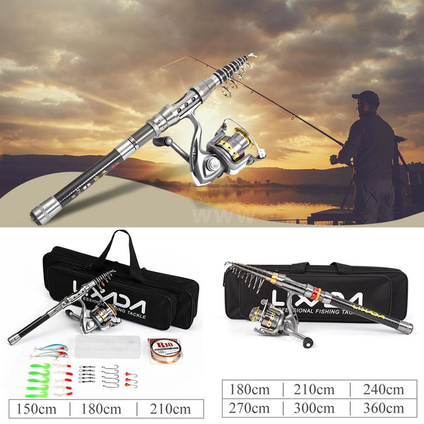 Lixada Telescopic Fishing Rod And Reel Combo Full Kit Spinning Fishing Reel  Gear Organizer Pole Set with 100M Fishing Line Lures Hooks Jig Head And  Fishing Carrier Bag Case Fishing Accessories Fishing