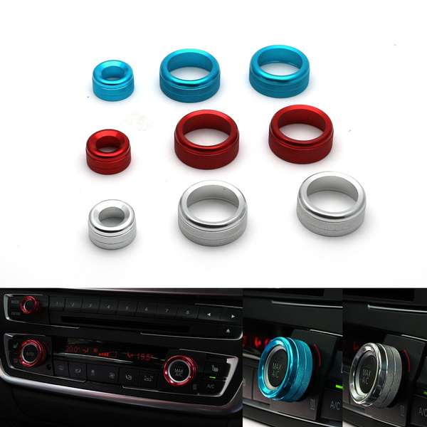 Silver AC Control Radio Volume Knob Ring Covers For BMW 1 2 3 3GT 4 Series 