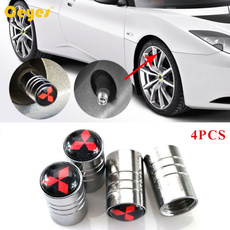 Car Wheel Tire Valves Tyre Stem Air Caps Cover case for Mitsubishi asx lancer 10 9 outlander i200 pajero sport emblem auto accessories Car-stying Stainless Steel 4pcs/set