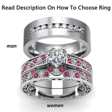 Couple Rings, mensfashionring, wedding ring, whitegoldfilled