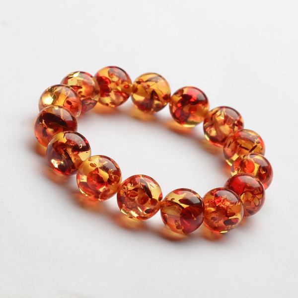 Amber beeswax bracelet. Flower amber bracelets. Long sweater chain necklace