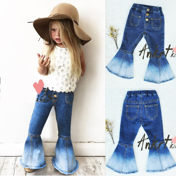 Girls Retro Jeans Bell Fry Stitching 