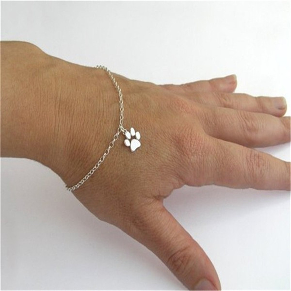 Paw Bracelet - Sterling Silver Paw Charm - Cat and Dog - Animal Lover Gift |