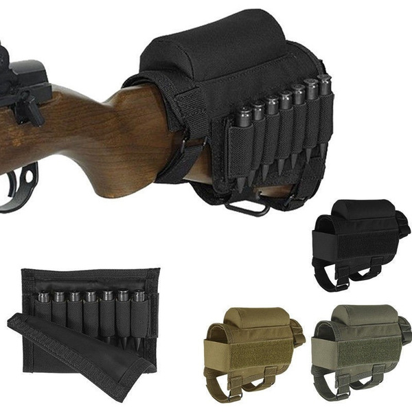 Tactical Hunting Rifle Cheek Rest Buttstock Gun Bullet Stock Ammo Pouch Bag 