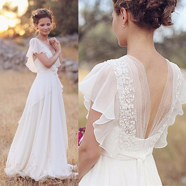 cheap chiffon plus size country wedding dresses back sheer summer bridal gowns custom wedding dress 2017 vestidos wish wish