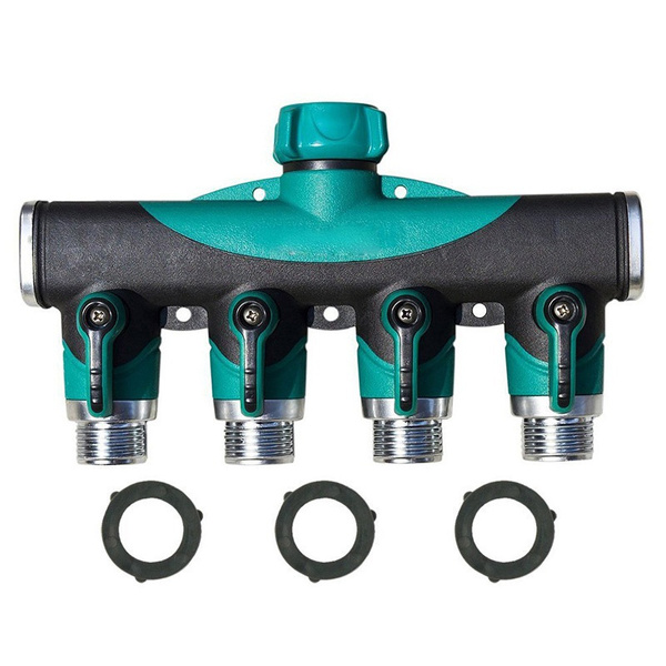 Garden Hose Connector With Hoses Washer 4 Way Heavy Duty Hose Tap Splitter Shut Off Knobs Faucet