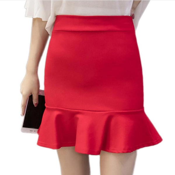 JDEFEG Anime Skirt Women's Short Skirt Solid Pleated Ruffle Zipper Skirt  High Waist Wrap Fishtail Skirt Neon Skirt and Top Dresses for Women Cotton  Black L - Walmart.com