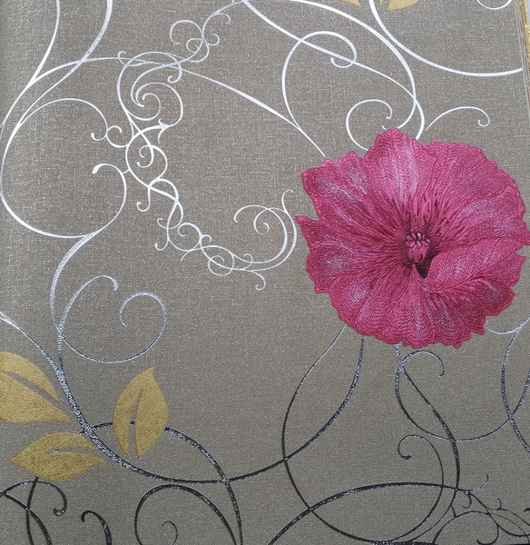 Classic Wave Striped Flower Wallpaper Red Morning Glory Background