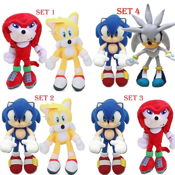 2pcs Set cm Classic Super Sonic The Hedgehog Plush Toys Knuckles 25th Anniversary Tails Dolls Wish