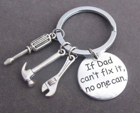 Creative Wrench Screw Driver Hammer Tool  Keychains Gift For Father If Dad Can't Fix It No One Can Hand 