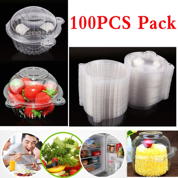 100pcs Individual CupCake Boxes Clear Plastic Single Muffin Case Pods ...