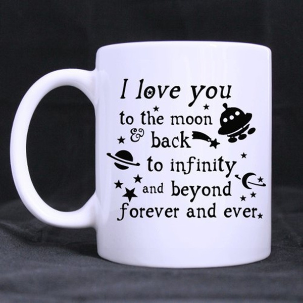 Romantic Valentine S Day Gift 11 Ounces Funny Quotes Saying Mug I Love You To The Moon And Back Theme Coffee Tea White Mugs Cup Pefect Gift For Lovers Couples