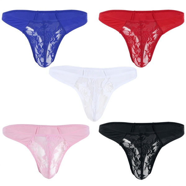 Sexy Mens Lingerie Low Rise Sissy Lace Floral Bulge Pouch Briefs G ...