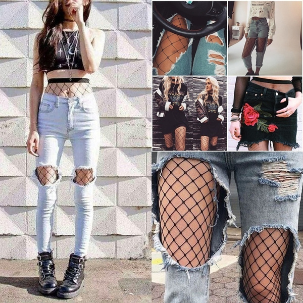 Fishnet stockings with outlet jeans