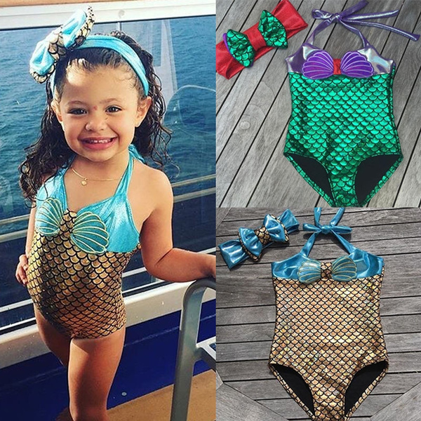 Newborn Toddler Baby Kids Girls Mermaid Bikini Swimsuit Swimwear