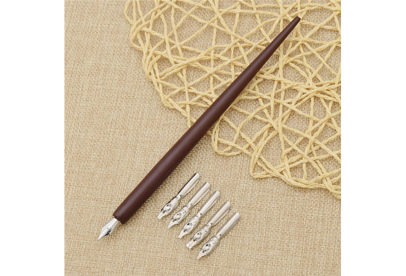 5 Nibs Copperplate English Calligraphy Nice Stationery 1x Novelty Wood Dig Pen 