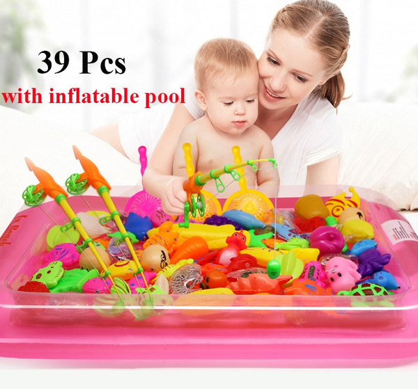 Fishing Game Magnetic Toys, Inflatable Swimming Pool, for Kids