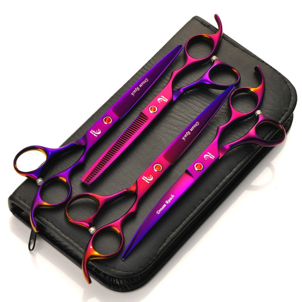 4 PCS/Set Purple Dragon Pet Scissors Dog Shears 7