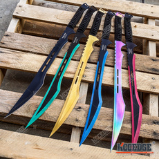 USA SELLER 27" Combat Machete Ninja Sword Full Tang Blade SURVIVAL TACTICAL 6 Colors Technicolor w/Sheath EDC TOOL