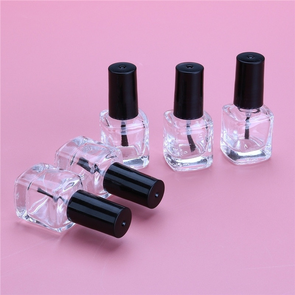 5pcs/pack 5ml/10ml/15ml Empty Nail Polish Bottle with Brush Inside Square  Shaped Clear Nail Polish Container Bottles | Wish