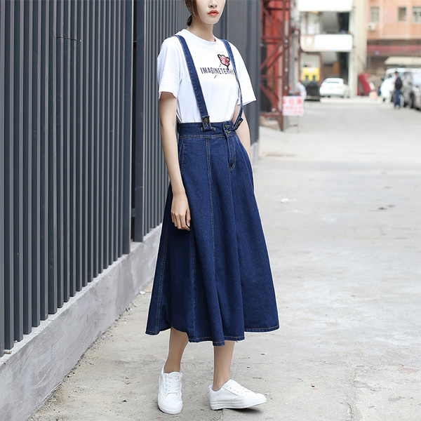 line Midi Skirts Flared Jeans Skirts 