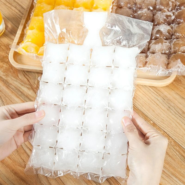 Ice Cube Bags Clear Bag Fridge Freezer Plastic BBQ Party Cubes Maker HU 
