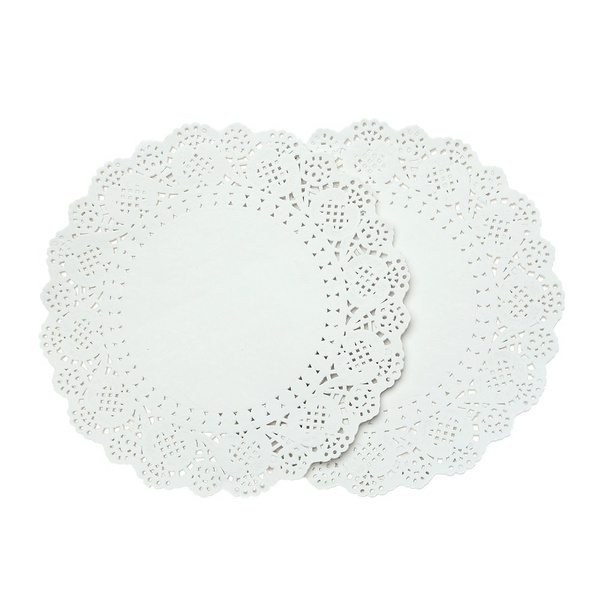 Crystallove 200pcs White Round Disposable Lace Paper Doilies Cake Placemats Crafting Coaster of Tableware Decoration 10.5x200pcs 