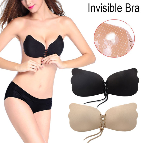 Women Silicone Push-Up Strapless Bra Backless Self-Adhesive Gel Magic Stick  Invisible Bra for Wedding Formal Dress Accessories Fast Shipping