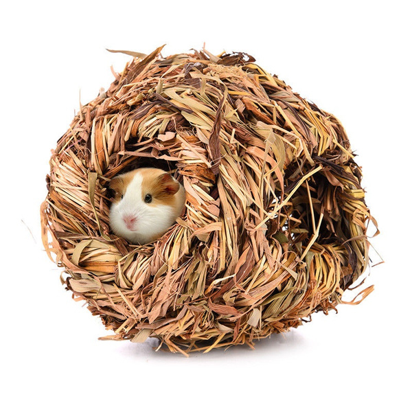 Grass Nest Cave House Snooze Bed Cabin Mat For Pet Guinea Pig Chinchilla Rabbit 