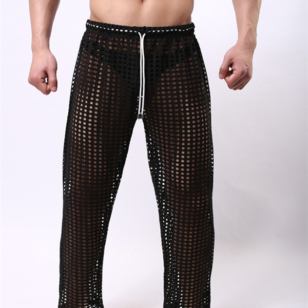 Joggers Sporting Home Clothing See Through Sheer Trousers Net Mesh Boys ...
